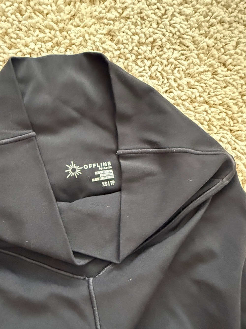 aerie Black flare leggings with 'Offline' Logo